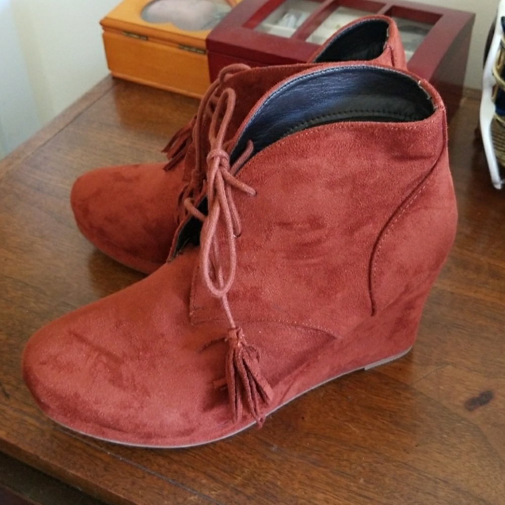 Velvet Lace up Wedges
